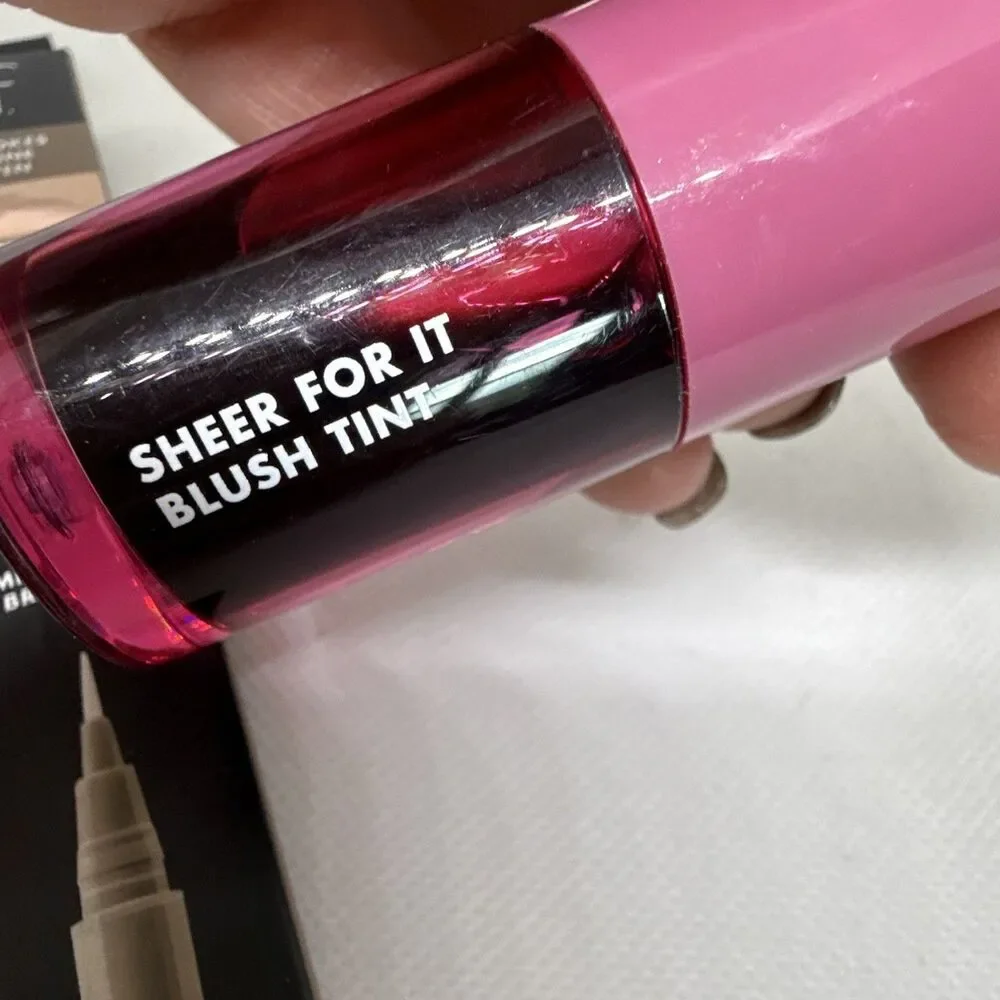 e.l.f. Sheer For It Blush Tint Stick Plums Up + Holy Strokes Brow Pen 0.02